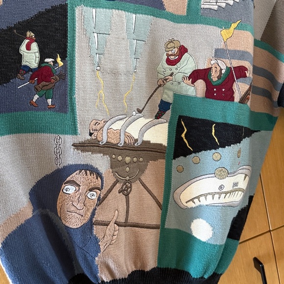 VINTAGE MIMI SPIRIT Mens KNIT WOOL Frankenstein SWEATER Size Large - Picture 4 of 9